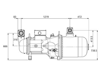 RefComp 134-S-160 Screw Compressor – Dimensions